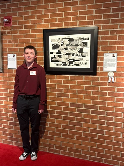 Alex Lorenz with his piece Renewal ink wash on paper